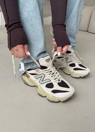 Кроссовки женские 9060 moonrock linen, натуральная замша