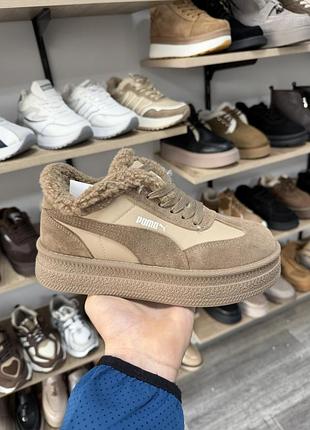Жіночі кросівки puma зимові, 36-41 коричневі кроси єврозима, на меху, черевики зимні, кроси утеплені