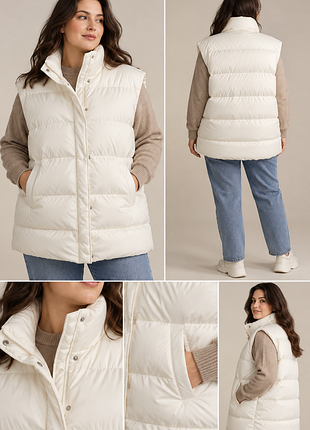 Жилетка жіноча oversize біла молочна, розмір 50 (xl-xxl)