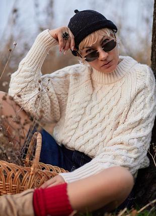Теплий об'ємний светр з косами h&m