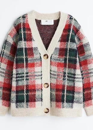 Кофта/кардиган h&m у клітинку для дівчинки, зріст 134-140 см (8-10 років)