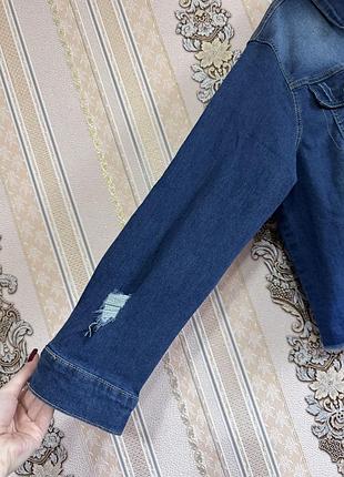 Стильна джинсовка, синій джинсовий піджак жакет 4