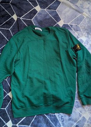 Лонгслів чоловічий в стилі stone island зелений