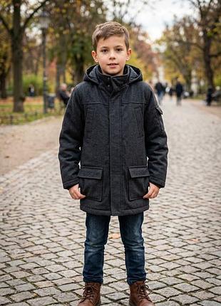 Теплое демисезонное пальто (парка) для мальчика