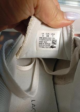 Кеди жіночі lacoste білі, розмір uk 5 / eur 38 / usa 7, довжина устілки 24,5 см