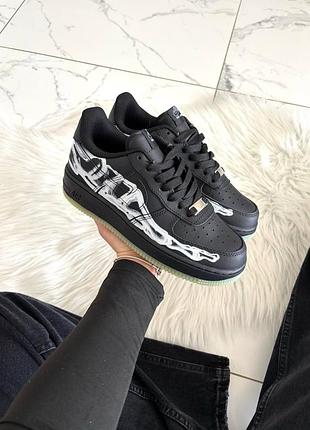 Кроссовки nike air force 1 low skeleton black арт 0058  ✨ светятся в темноте