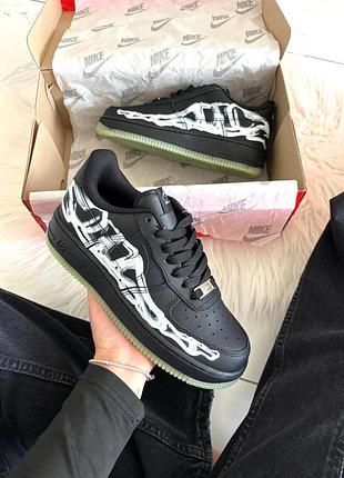 Кроссовки nike air force 1 low skeleton black арт 0058 ✨ светятся в темноте