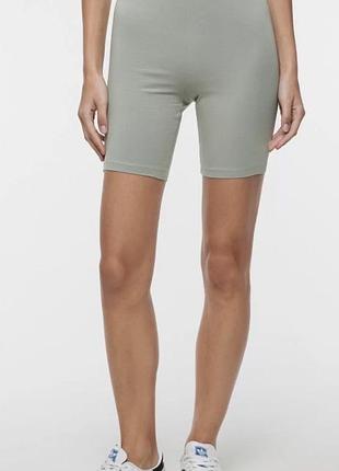 Нові жіночі спортивні шорти-велосипеди primark cotton rich  cycling shorts m-l сіро-зелені