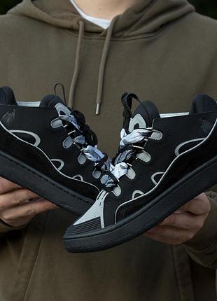 Lanvin curb sneakers black grey 7