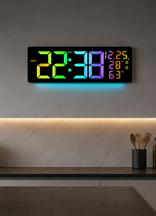 Настенные часы 6669r / электронные led-часы / rgb часы с пультом