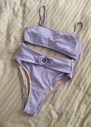 Красивый сиреневый купальник с высокими трусиками cotton on