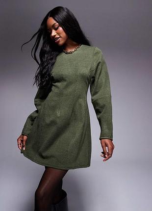 Тепла мінісукня кольору хакі з рукавами-коконами asos design.