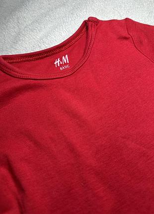 Боді для дівчаток h&m basic червоне з довгими рукавами