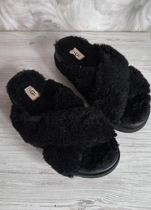 Жіночі тапки ugg на платформі, чорні, розмір 39-40