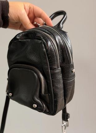 Шкіряний рюкзак/сумка-crossbody з тисненням під кроко