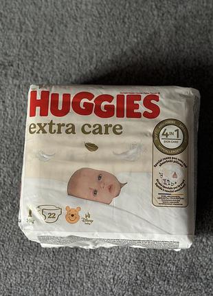 Підгузки huggies extra care 1  на 22 шт, 2 упаковки, памперси хагіс