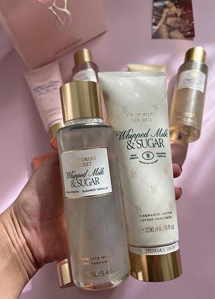 Подарунковий набір косметики victoria’s secret whipped milk & sugar — міст + лосьйон + пакет 🤍🥛оригінал