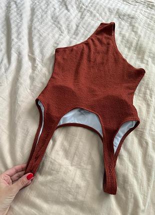 Купальник цегляного кольору в рубчик 5