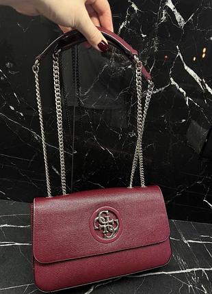 Сумка жіноча guess бордова 5