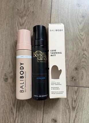 Автозагар bali body self tanning mousse та bondi sands ultra dark, набір з рукавичкою