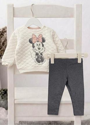 Комплект з міні 6-9 міс. стьобана кофта / світшот та лосини minnie mouse