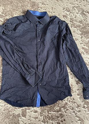 Чоловіча сорочка синя в дрібний принт xl