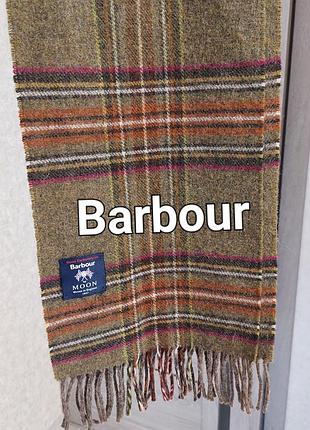 Шерстяной шарф цвета хаки,унисекс,принт тартан barbour