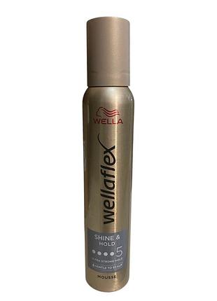 Мусс для волос wellaflex shine & hold 5 блеск и фиксация 200 мл 5987