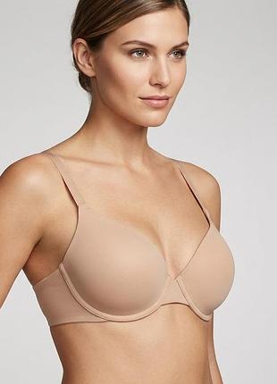 Бежевый гладкий безшовный бюстгальтер calvin klein