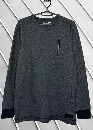 Мужской свитшот under armour m l eu 48 50 320 38 40 ua 48 50 coldgear темно-серая кофта прямого кроя пуловер спортивная кофта