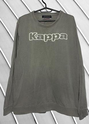Мужской свитшот kappa xl eu 5468 44 ua 54 серый relaxed fit свободного кроя с вышитым логотипом на груди и рукавые кофта пуловер