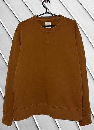 Чоловічий світшот m&s l eu 52 uk 42 ua 52 коричневий бавовняний вільного крою кофта без капюшона джемпер пуловер чоловічий одяг