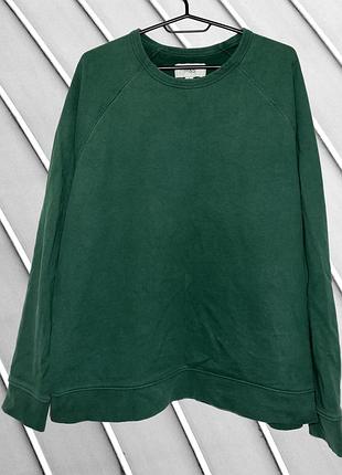 Мужской свитшот m&amp;s xl eu 5469 44 ua 54 изумрудный зеленый хлопковый свободного кроя кофта без капюшона джемпер пуловер