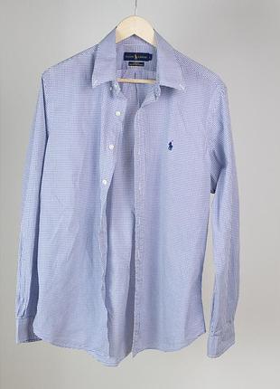 Винтажная рубашка ralph lauren в клетку, l, 100% хлопок