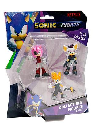 Набор игровых фигурок sonic prime – ребел руж, тэйлз, расти роуз