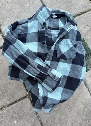 Сорочка для хлопчика h&m в клітинку, синьо-блакитна, 116 см