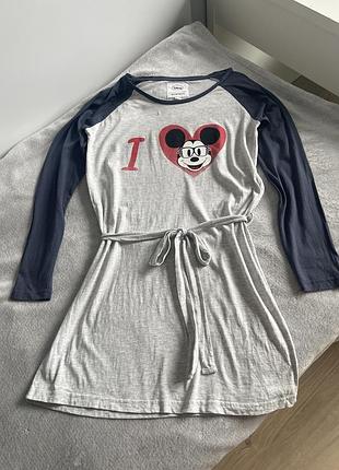 Коротка сукня жіноча mickey mouse трикотажна з міккі-маусом сіра