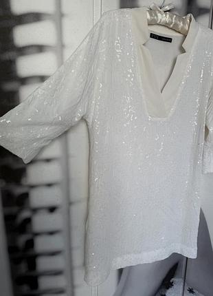 Zara туніка блуза в пайетки 4