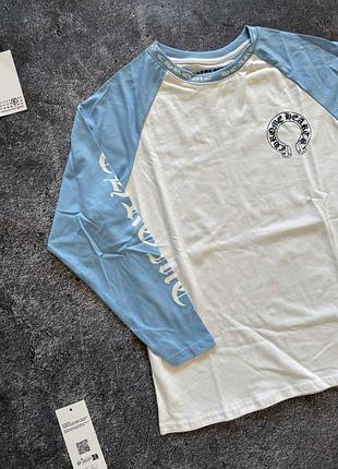 Лонгслів чоловічий chrome hearts біло-блакитний