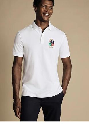 Поло чоловіче charles tyrwhitt біле, розмір xl (96% котон, 4% еластан)