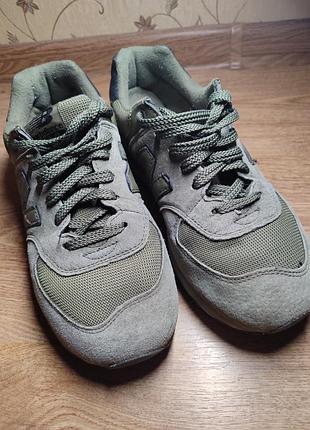 Кроссовки мужские ( подростковые) new balance. цвета хаки, замша, размер 41,