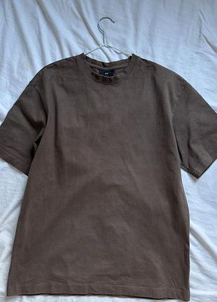 Коричнева футболка h&m loose fit / чоловіча однотонна футболка оверсайз розмір s