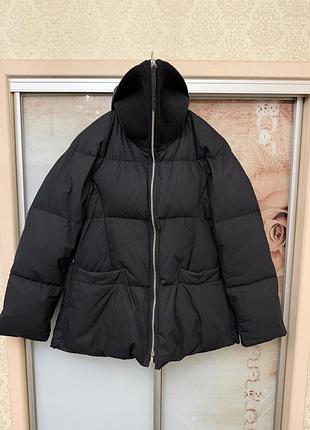 Черный зимний оверсайз пуховик куртка  jil sander