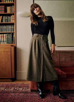 Эксклюзивная шерстяная юбка sézane clarine skirt taupe (размер 38 / m) - с бирками / sold out!