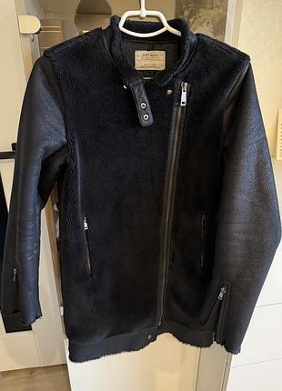 Фірмове пальто/дублянка(косуха). zara. розмір xs