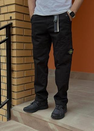 Stone island карго штани в чорному кольорі. пряма не широка штанка