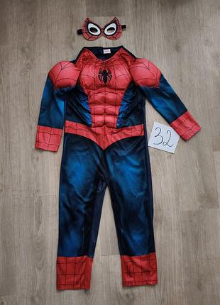 Дитячий карнавальний костюм людиny-павука (spider-man) з м'якими м'язами на груdях і плечах та маскою на очі 110 см 116 см 122 см halloween