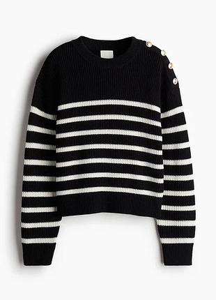 Светр жіночий h&m чорний вʼязаний светр в смужку хл