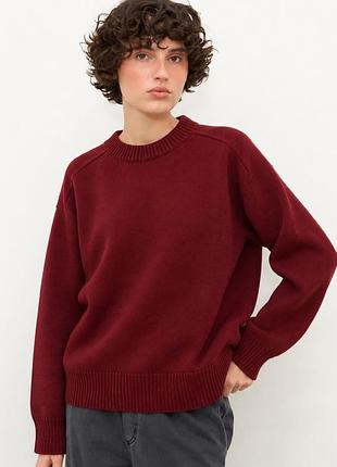 Базовий бавовняний светр wool happen basic (розмір s), бордовий / марсала