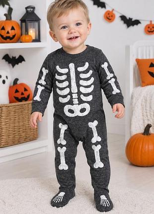 Чоловічок на хелловін halloween 12-18 міс. скелет сліп піжама